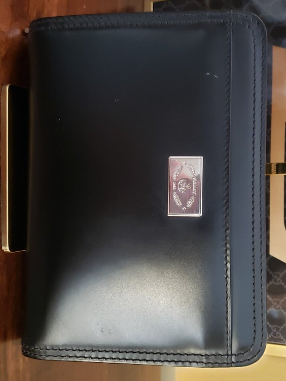 Bally Black Leather Clutch w/ Wristlet